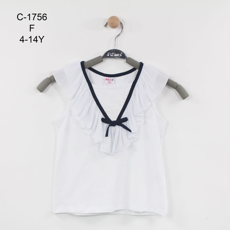 Picture of C1756 GIRLS V-NECK TOP WITH BOW AND FRILL